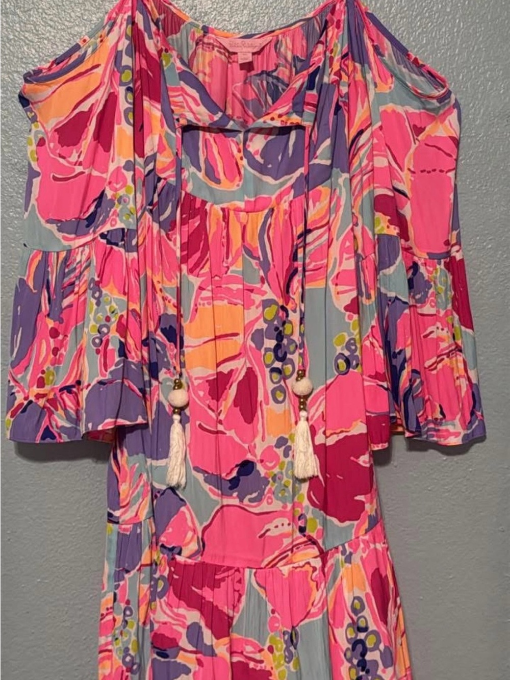 Lilly Pulitzer Pink Multi Cold-Shoulder Floral Maxi Dress